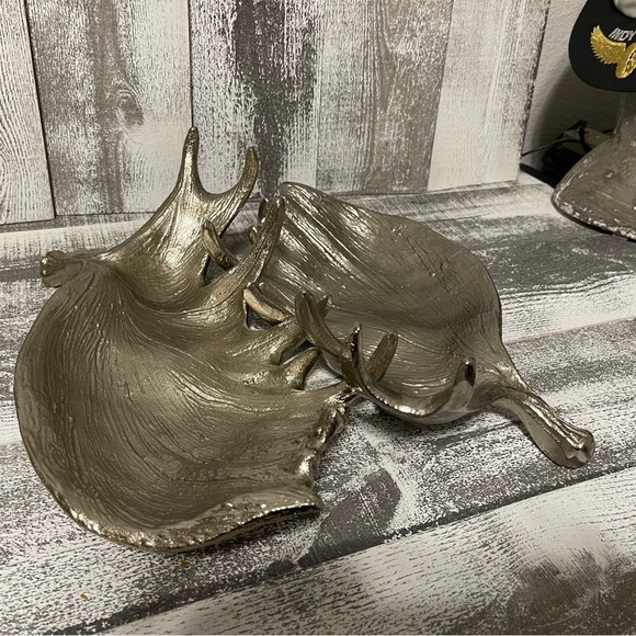 Two Threshold Elk Or Moose Antlers Silver Tone Metal - Picture 5 of 14